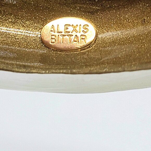 Alexis Bittar Yellow Lucite Swarovski Crystal Bee Garden Hinged Bangle Bracelet - Picture 10 of 11